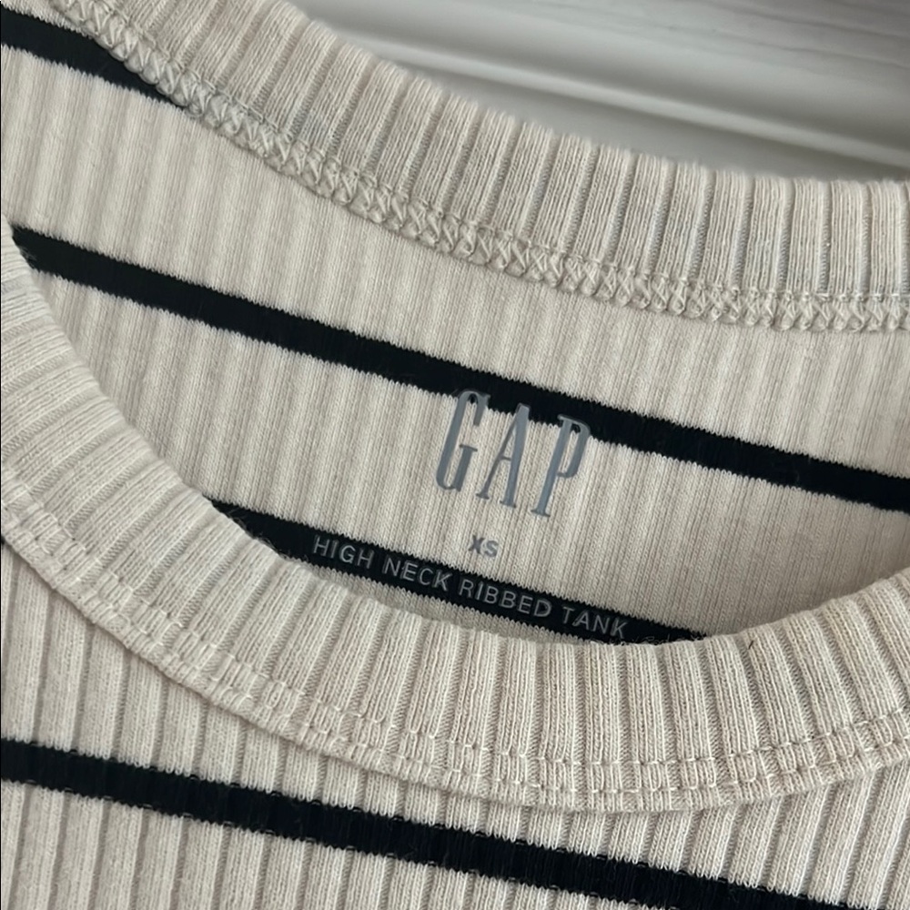 GAP Ribbed High Neck Tank with Black Stripes - Picture 2 of 4